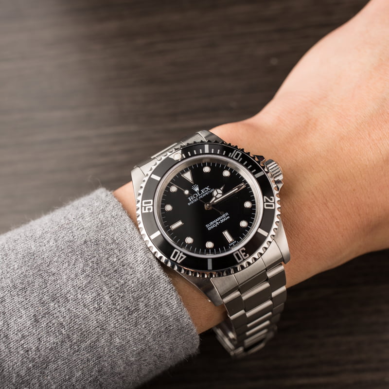 Used Rolex Steel Submariner 14060 Black Timing Bezel