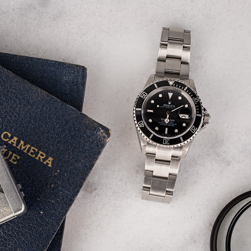 Pre Owned Rolex Submariner 16610 Black Dial and Bezel