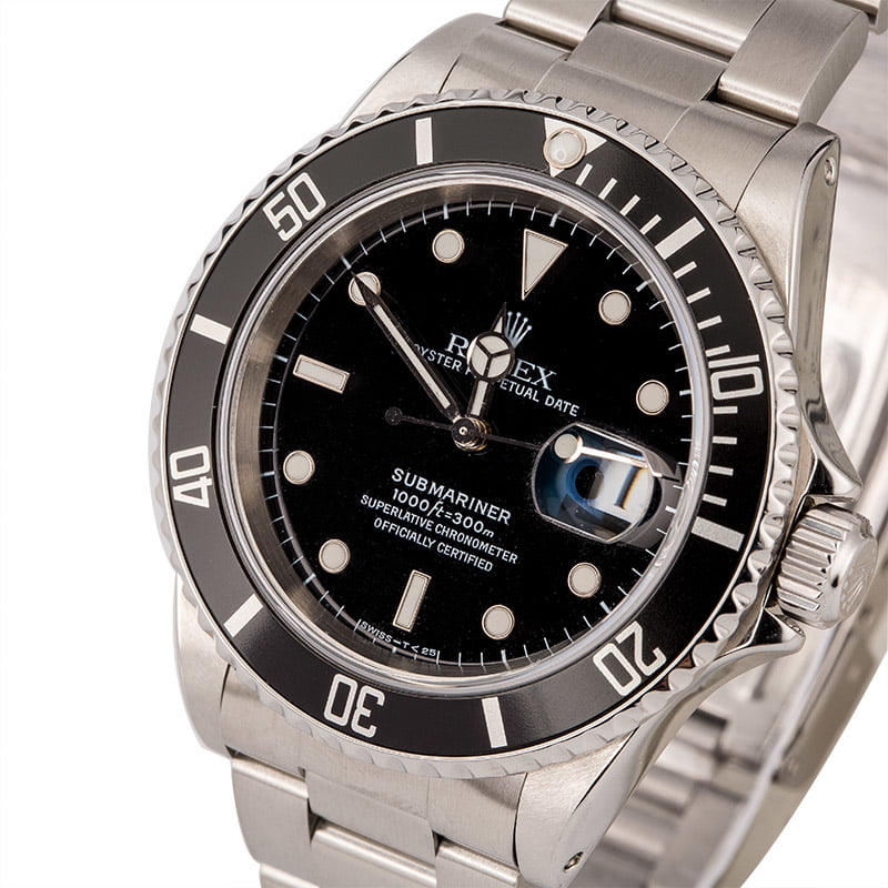 Rolex Submariner 16610 Black Luminous Dial with Black Bezel