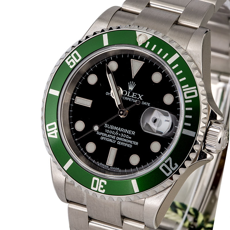 Rolex Submariner 16610V Kermit with Factory Stickers