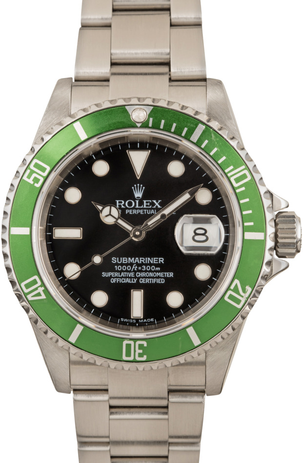 Rolex Submariner with Green Bezel Kermit 40mm Automatic with Box Papers  original receipts 16610LV Vintage