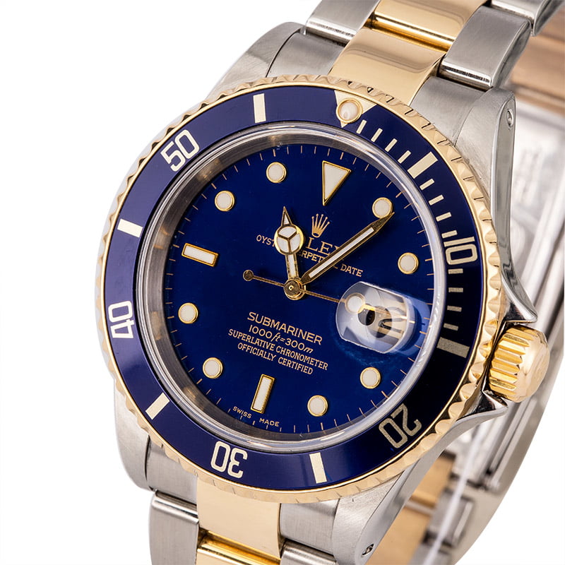 Pre Owned Rolex Submariner 16613 Sunburst Blue Dial