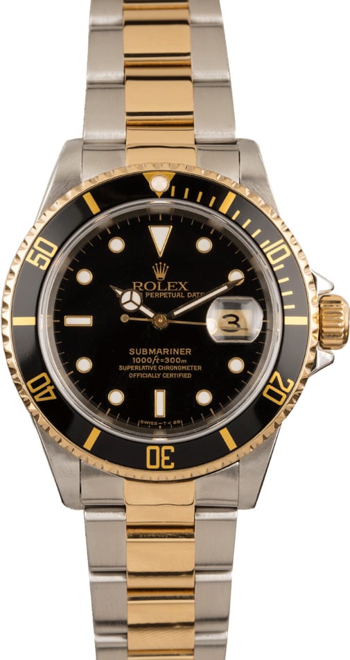 Used Rolex Submariner Two Tone 16613 Black Dial