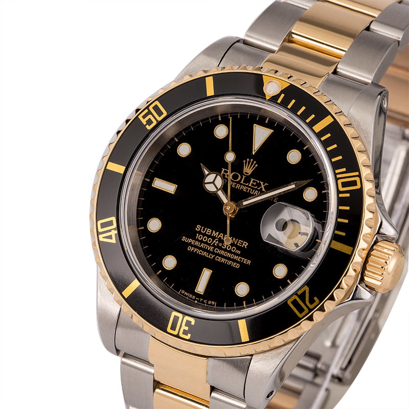 Used Rolex Submariner Two Tone 16613 Black Dial