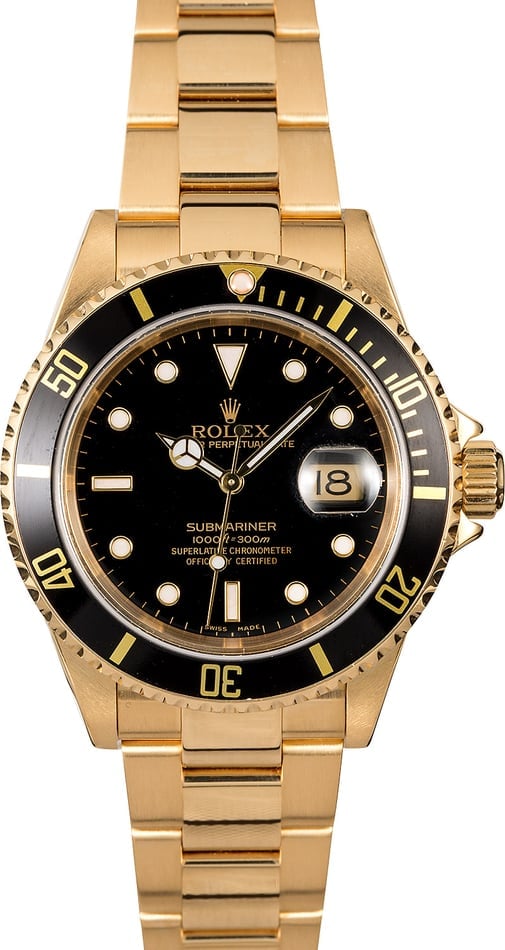 Rolex Submariner 16618 Yellow Gold Oyster