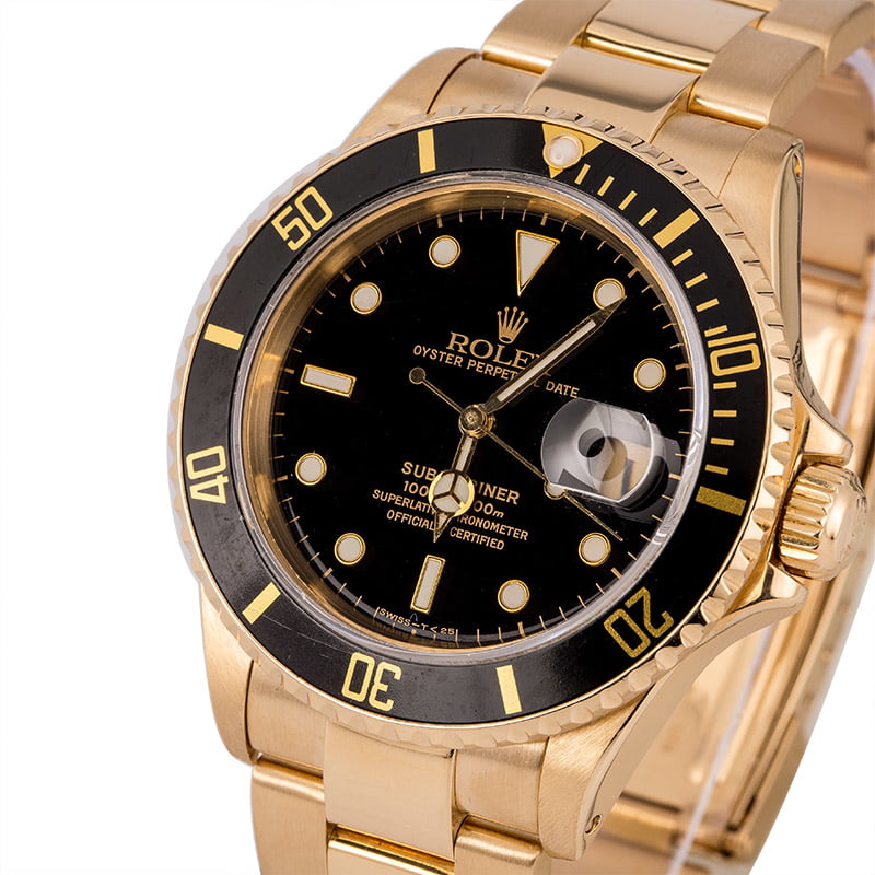 Pre Owned Rolex Submariner 16618 Yellow Gold