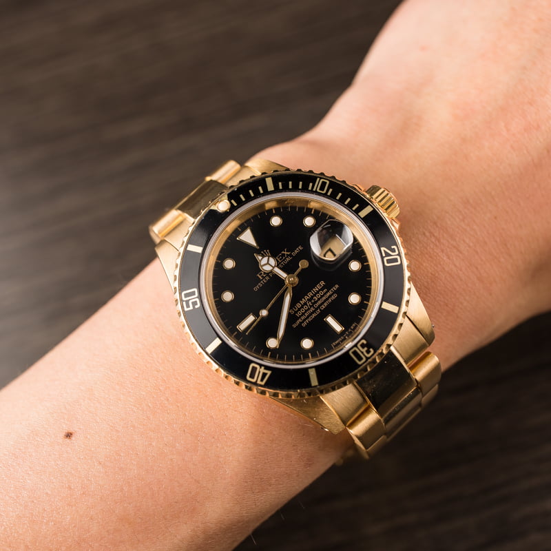 Pre Owned Rolex Submariner 16618 Yellow Gold Oyster Bracelet