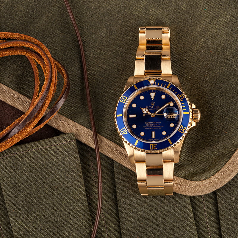 Rolex Yellow Gold Submariner Blue Dial 16618