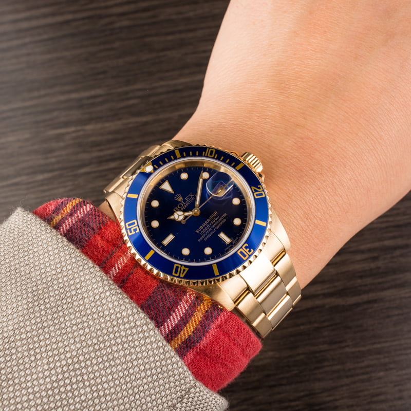 Rolex Yellow Gold Submariner Blue Dial 16618