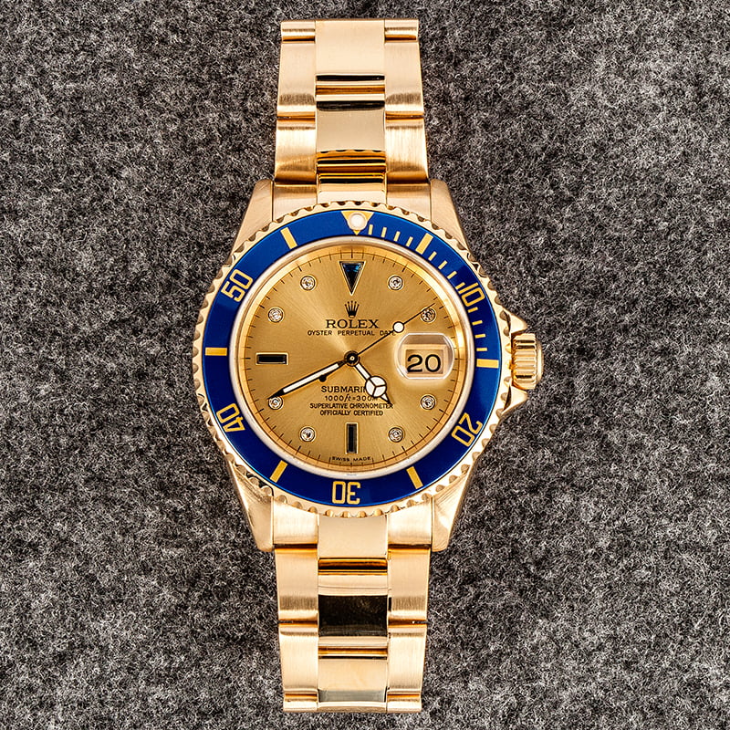 Pre-Owned Rolex Yellow Gold Submariner 16618