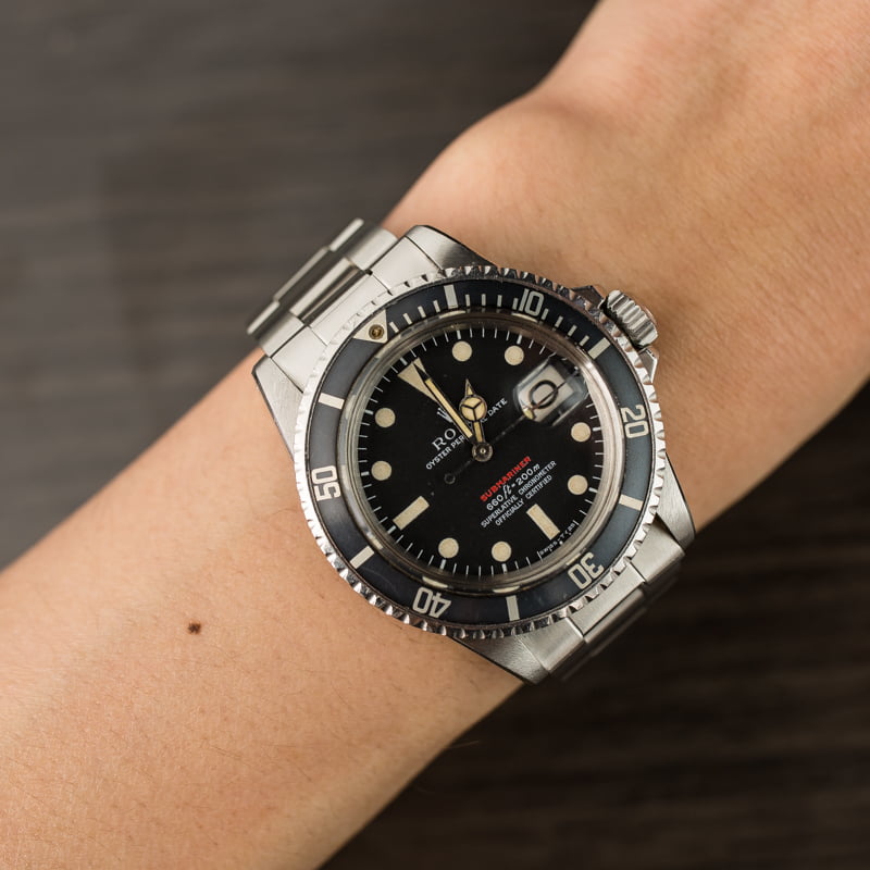 Vintage 1972 Rolex Red Submariner 1680 Black Matte Dial