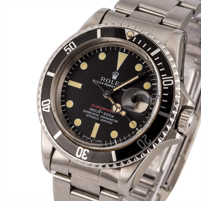 Vintage 1970 Rolex Red Submariner 1680 Feet First Dial