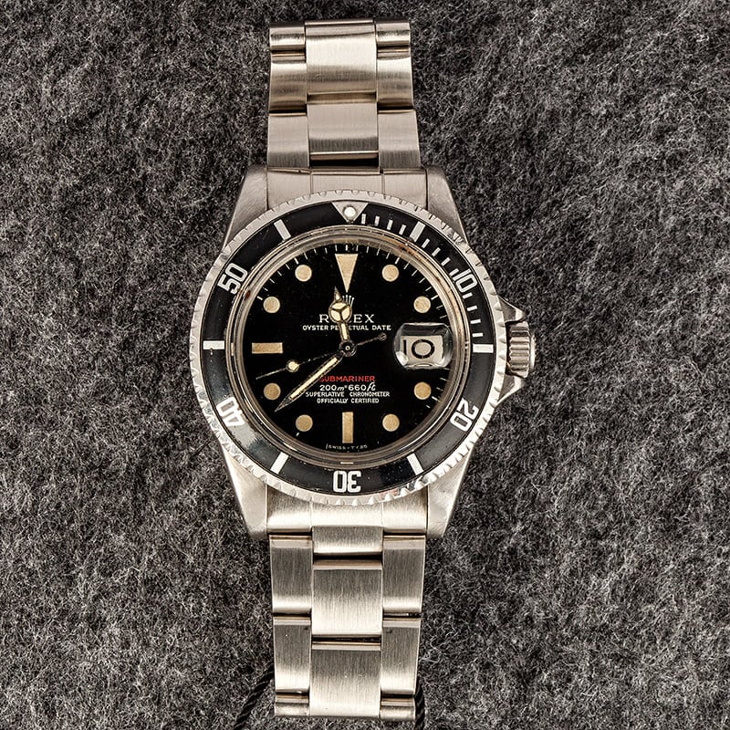 Vintage 1971 Rolex Red Submariner 1680 Matte Black Dial