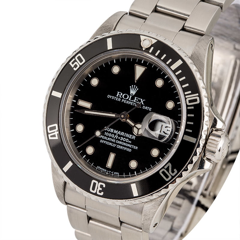 Used Rolex Submariner 16800 Black Tritium Dial