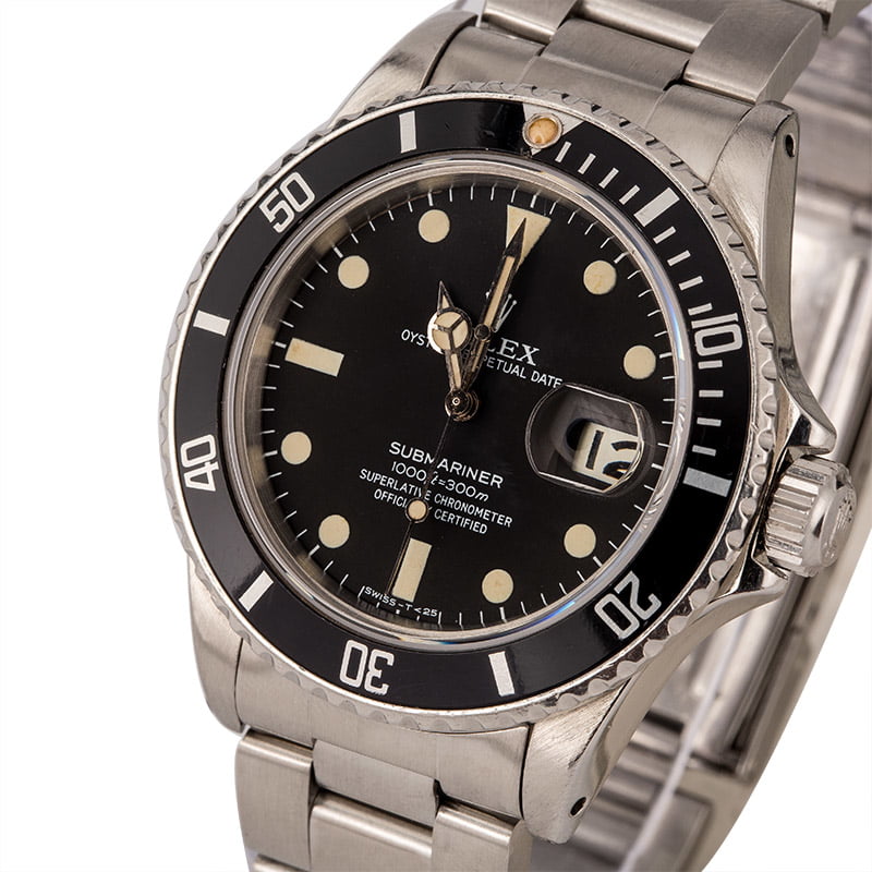 Vintage 1982 Rolex Submariner 16800 Black Dial