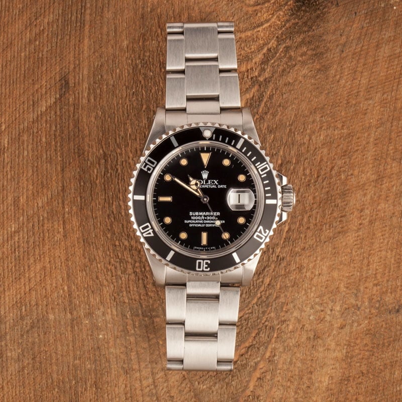 Pre Owned Rolex Submariner 168000 Black Dial