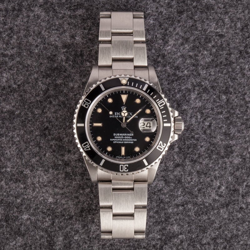 Vintage Rolex Submariner 168000 Stainless Steel