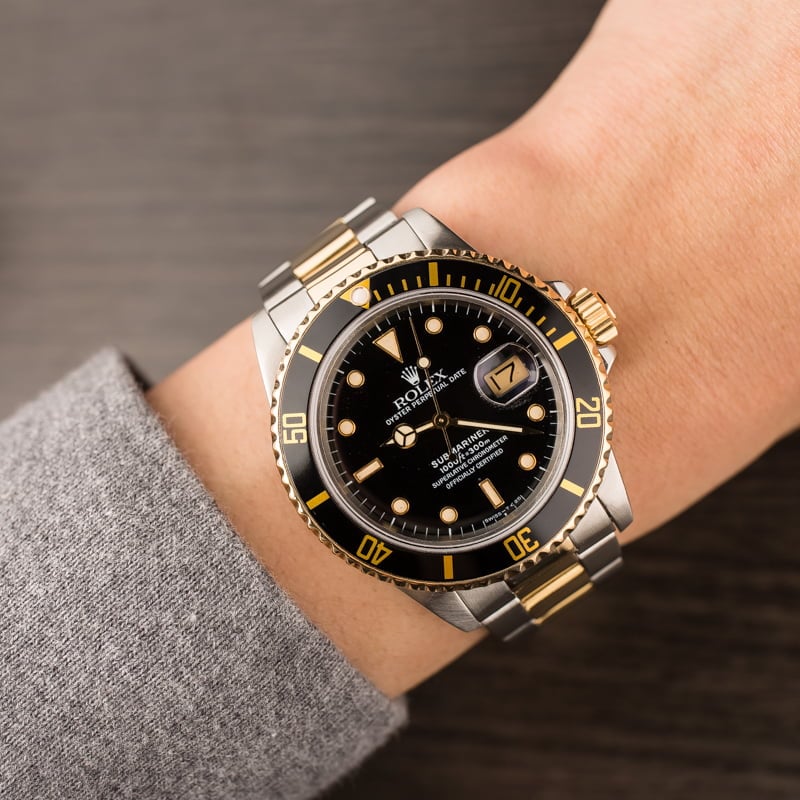 Used Rolex Black Dial 16803 Submariner Two Tone