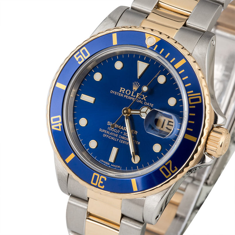 Rolex Submariner Ref 16803 Blue Dial Two Tone