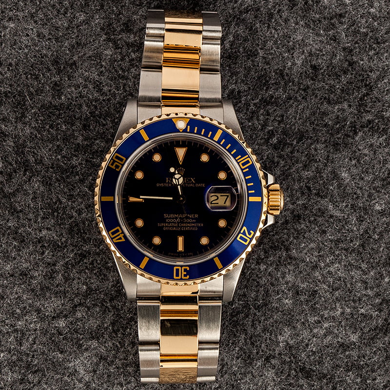 Rolex Two-Tone Submariner 16803 Blue