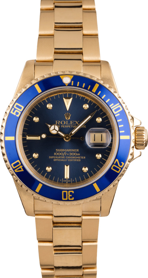 Pre Owned Rolex Submariner 16808 Blue Nipple Dial