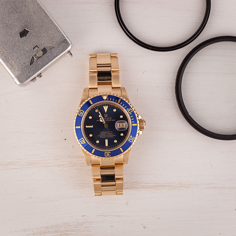 Pre Owned Rolex Submariner 16808 Blue Nipple Dial