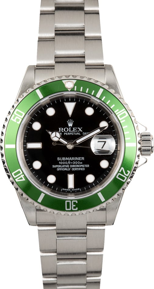 Green Submariner Date, 100 Authentic Rolex at Bob's Watches