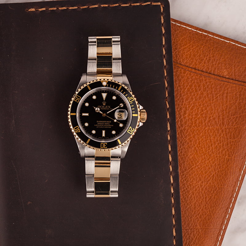 Used Rolex Submariner Two Tone 16613 Black Dial