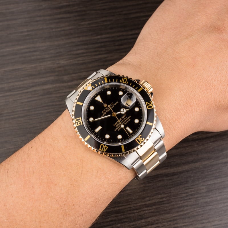 Used Rolex Submariner Two Tone 16613 Black Dial