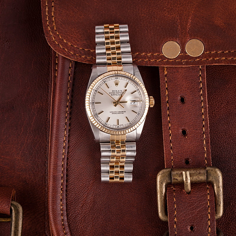PreOwned Rolex Two Tone Datejust 16013 Silver Dial