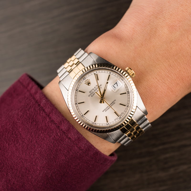 PreOwned Rolex Two Tone Datejust 16013 Silver Dial