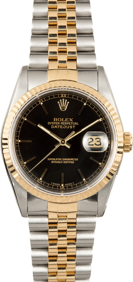 Rolex Two-Tone Datejust 16233 Black Dial