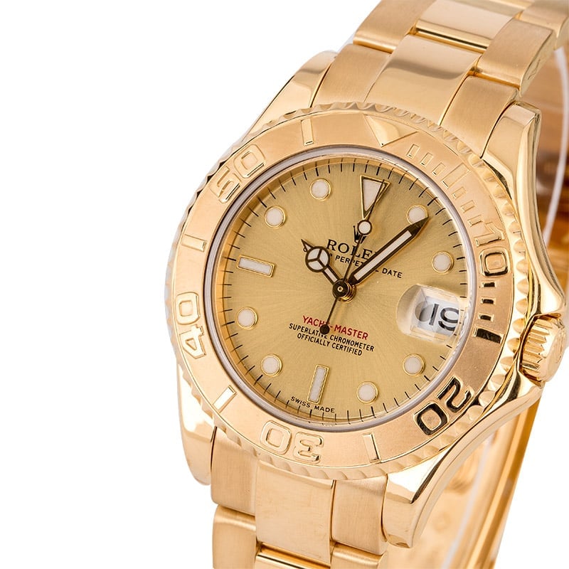 Mid-Size Rolex Yacht-Master 168628 Yellow Gold Oyster