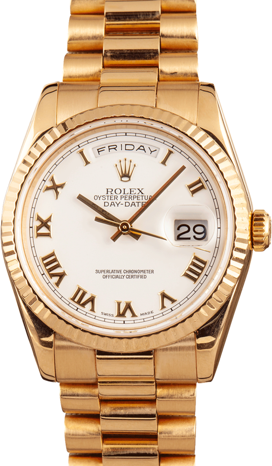 Image of Rolex Day-Date 118238 White Roman 18K President