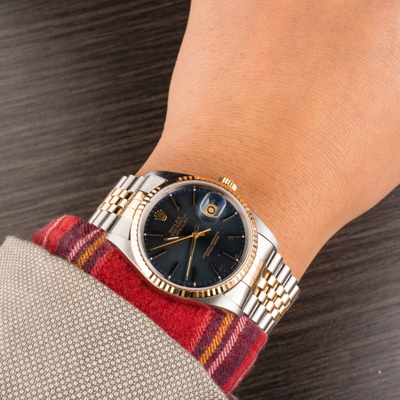 Used Rolex Two Tone Datejust 16233 Blue Index