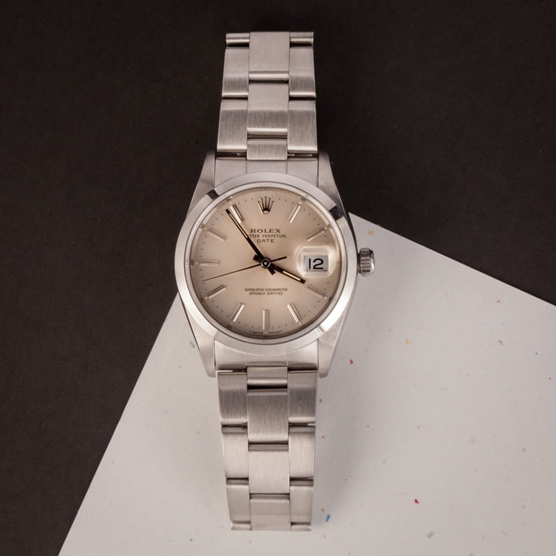 Pre-Owned 34MM Rolex Date 15200 Silver Dial