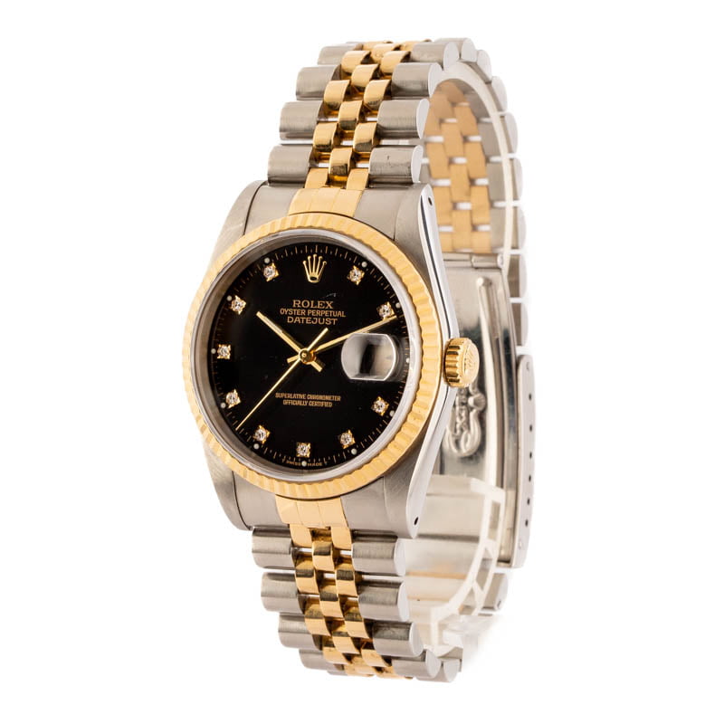 Used Rolex Datejust 16233 Black Diamond Dial