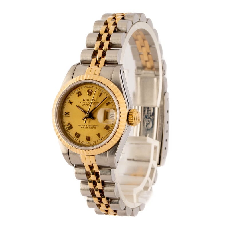 Ladies Rolex Datejust 69173 Champagne Roman Dial