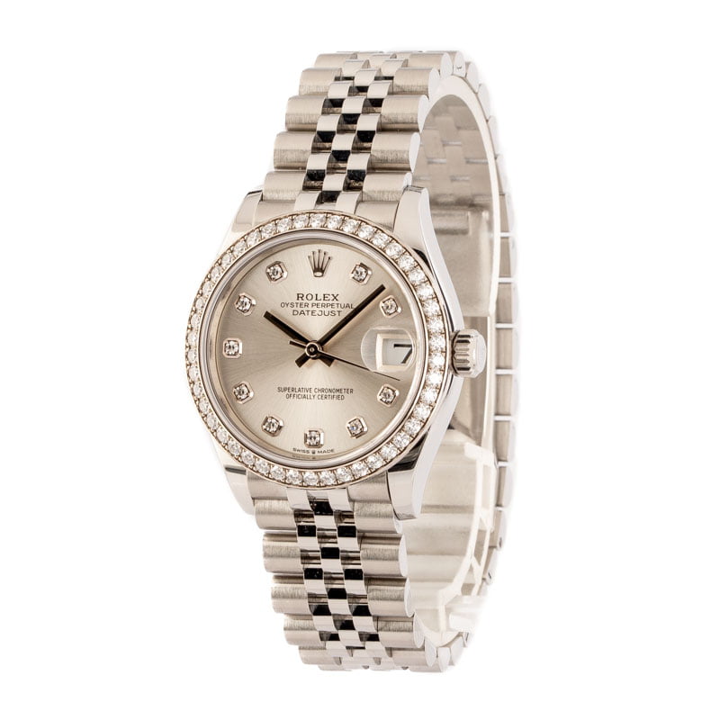 Pre-Owned Ladies Rolex Datejust 278384 Silver Diamond