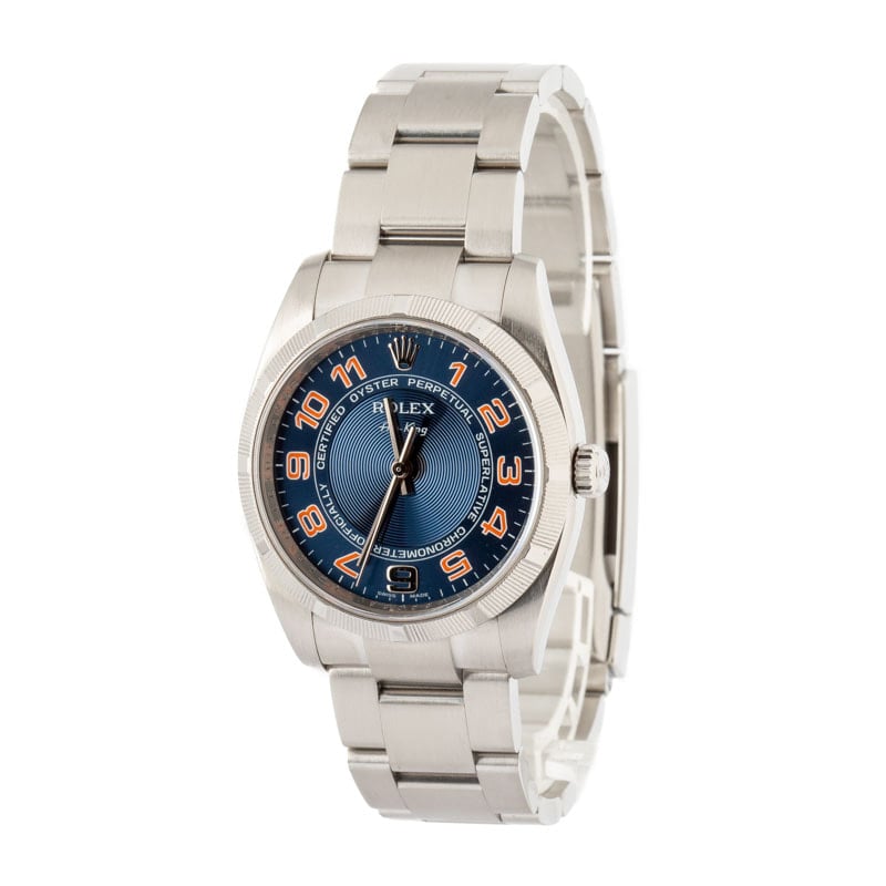 Used Rolex Air-King 114210 Blue Concentric Dial