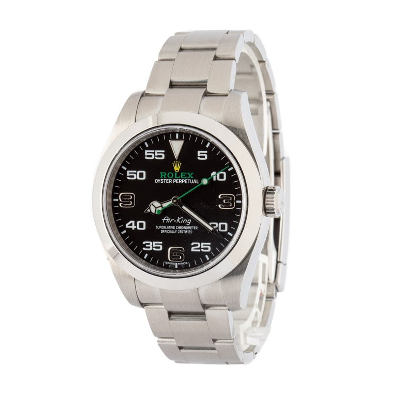 Pre-owned Rolex Air-King Ref 116900 Black Arabic Dial