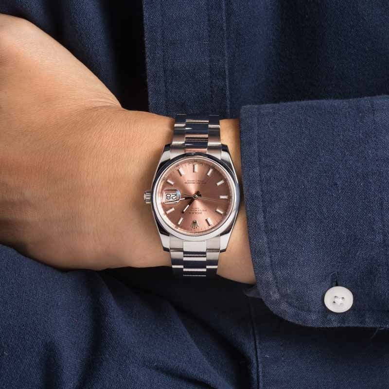 Used Rolex Date Ref 115200 Salmon Dial