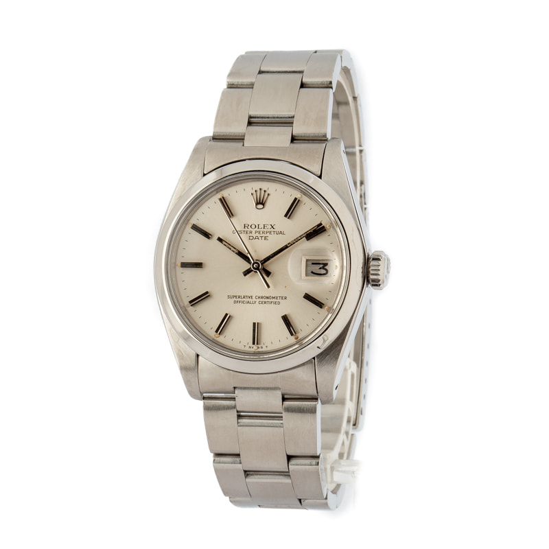 Vintage Rolex Date 1500 Silver Index Dial