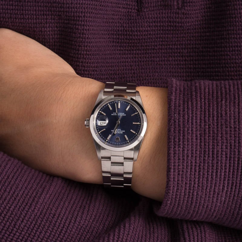 Pre-Owned Rolex Date 15000 Stainless Steel Blue Dial