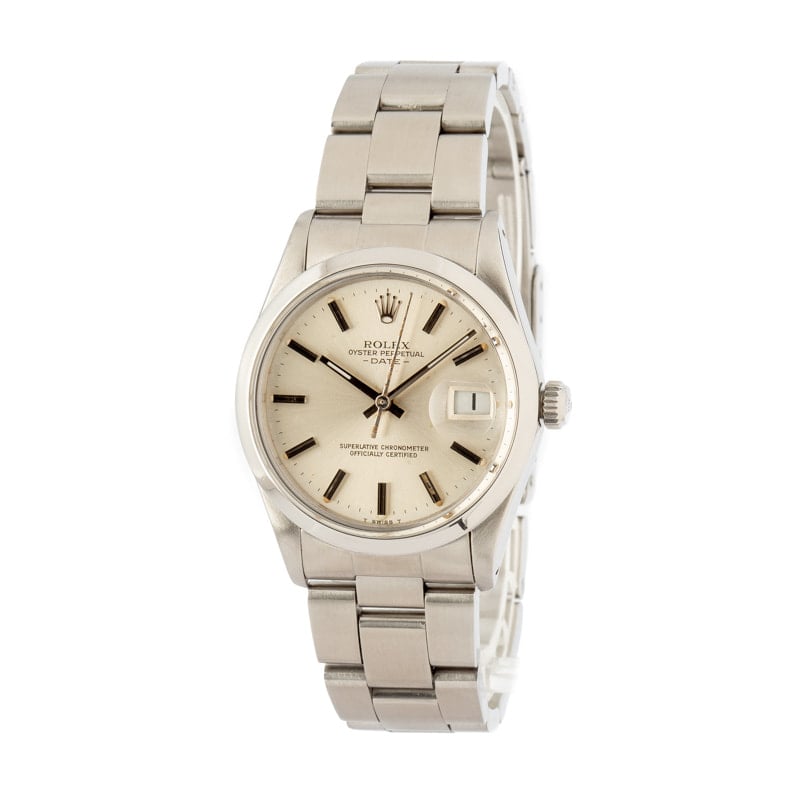 Pre-Owned Rolex Date 15000 Stainless Steel Silver Dial
