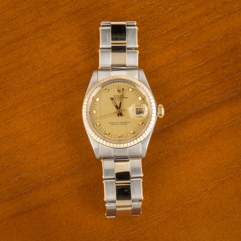 Rolex Date 1505 Champagne Dial Two Tone Jubilee
