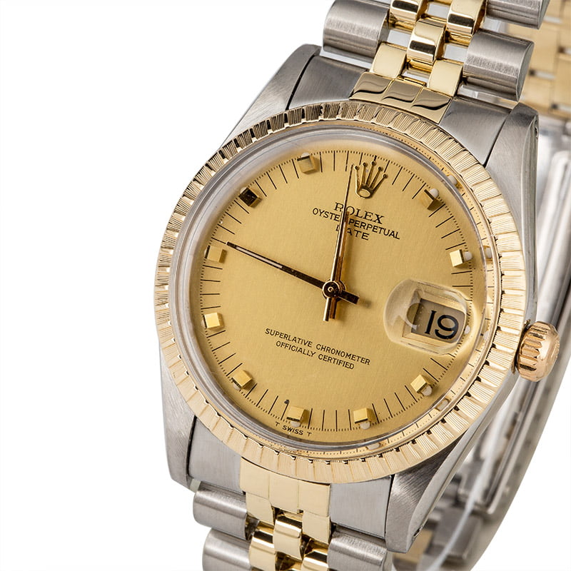 PreOwned Rolex Date 15053 Champagne Dial