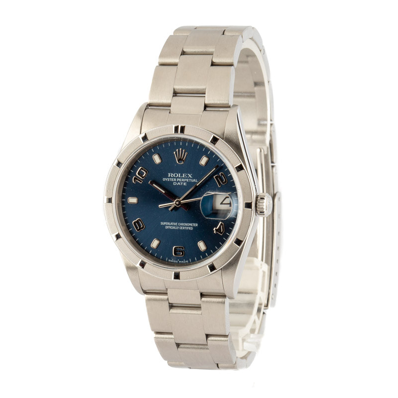 Pre-Owned Rolex Date 15210 Blue Arabic