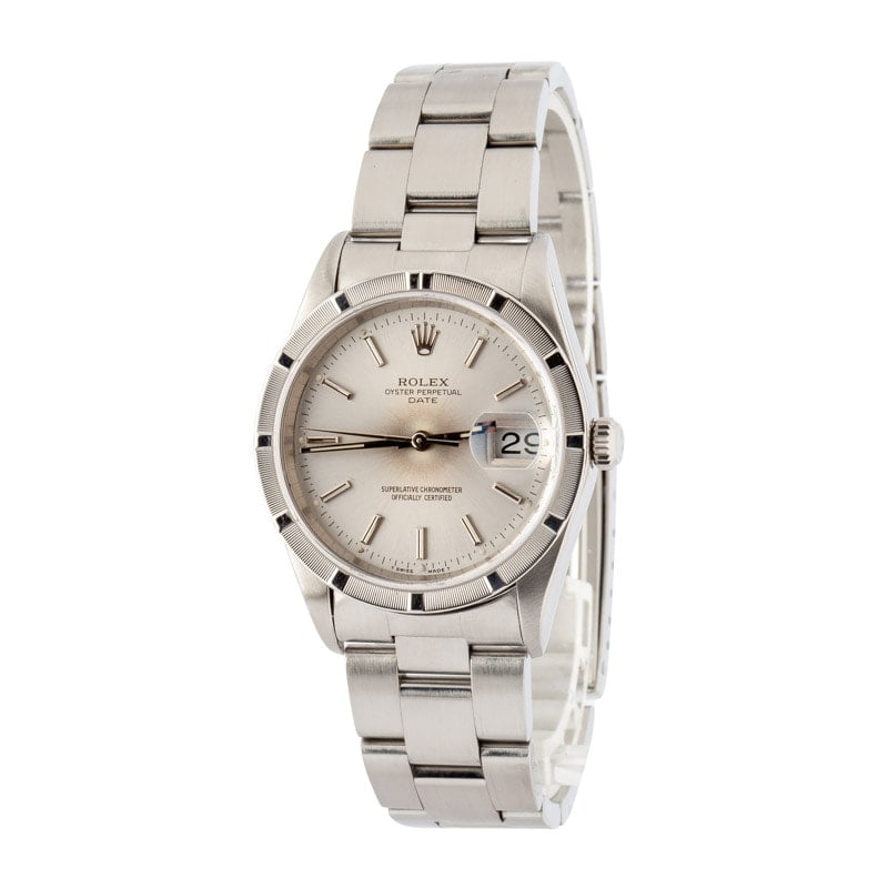 Rolex Date 15210 Steel Silver Dial