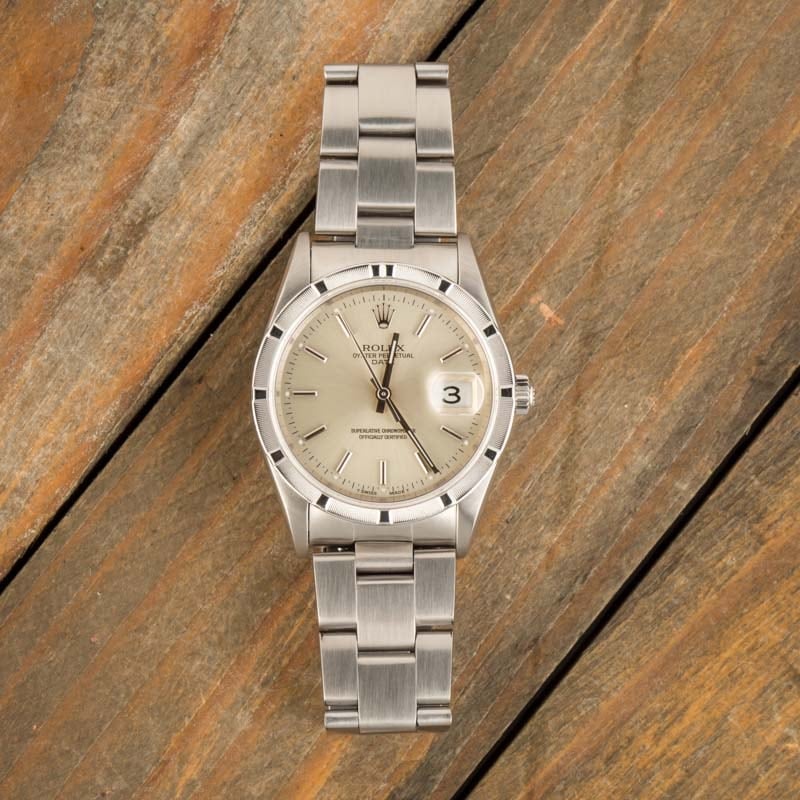 Pre Owned Rolex Date 15210 Silver Dial